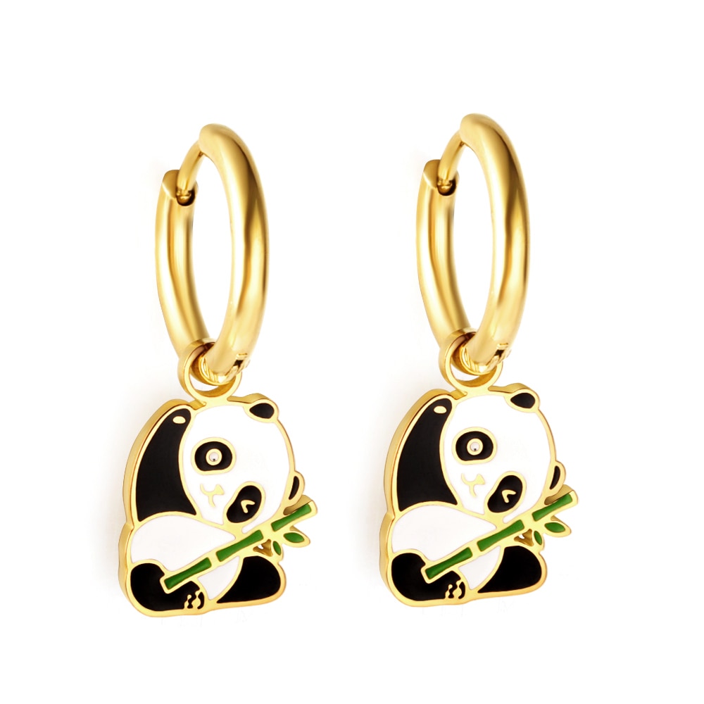 Cute Animal Drop Pendients For Woman Girls Panda Dangle Earrings Frog Dinosaur Charms Grunge Hoops Ears Jewelry New asonjewelry